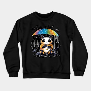 Panda Rainy Day With Umbrella Crewneck Sweatshirt